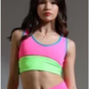 Kids Neon Dance Crop Top - Pink & Lime